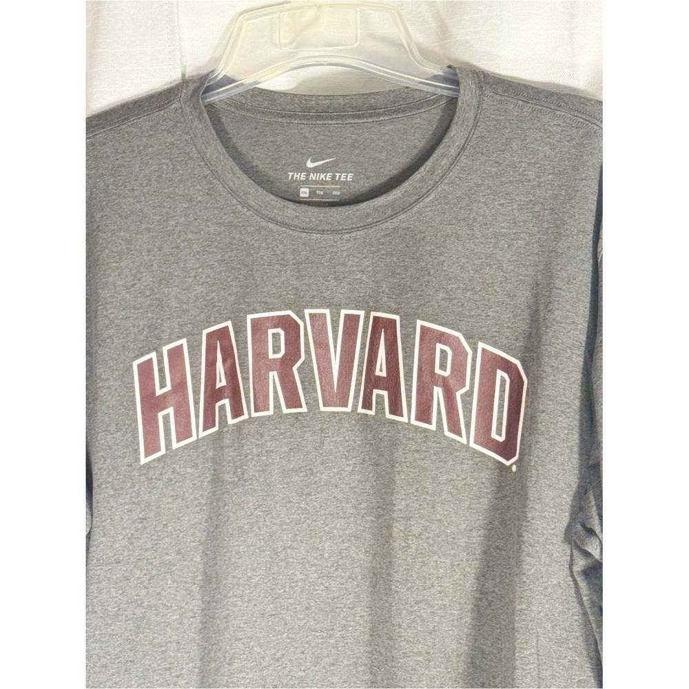 Nike Gray XXL Harvard Long-Sleeve Dri-FIT Tee with Maroon Lettering